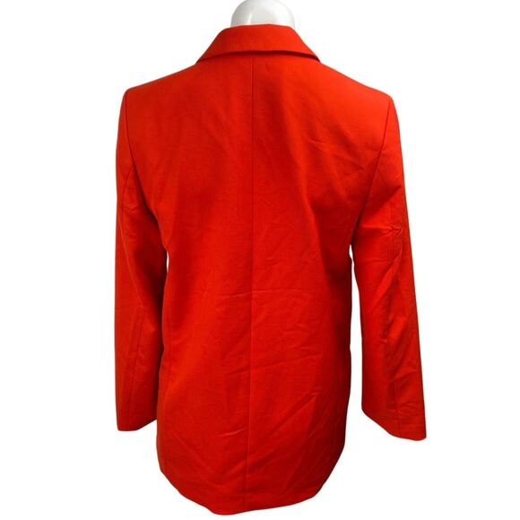 H&M Women's Red Double Breasted Long Sleeve Notch Lapel Blazer Coat Jacket Sz XS - Picture 2 of 5